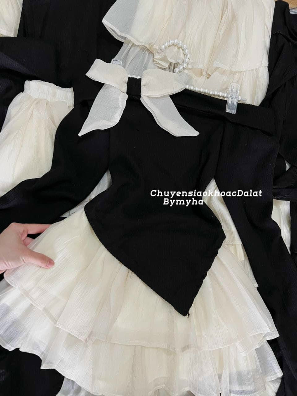 Set bow cream black