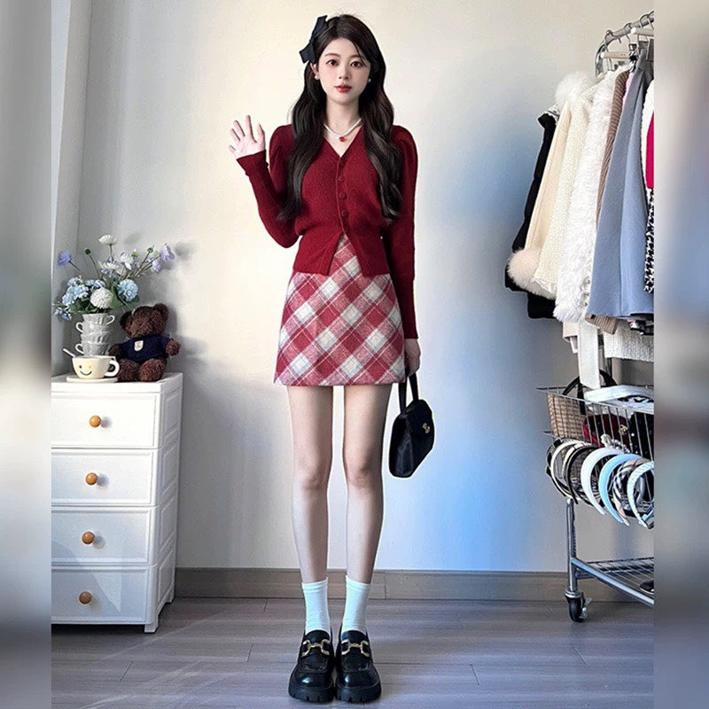Set caro red shirt