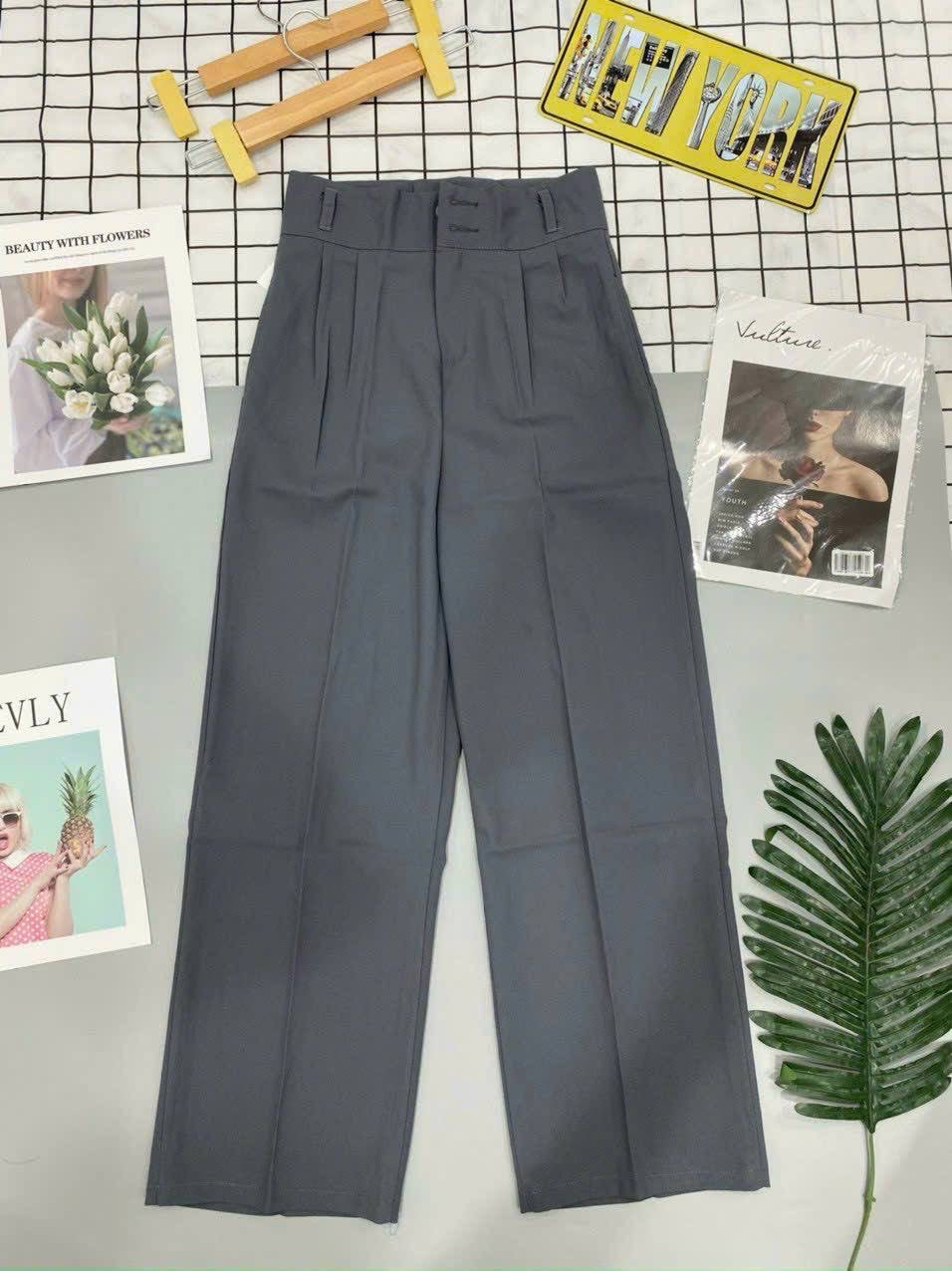 Trousers wide 2buttons mid