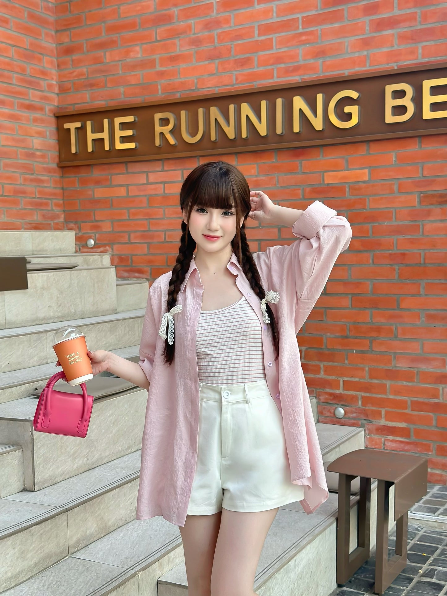 3in1 pink short set