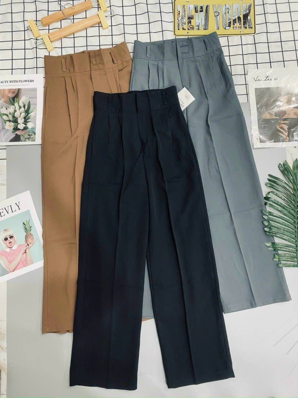 Trousers wide 2buttons mid