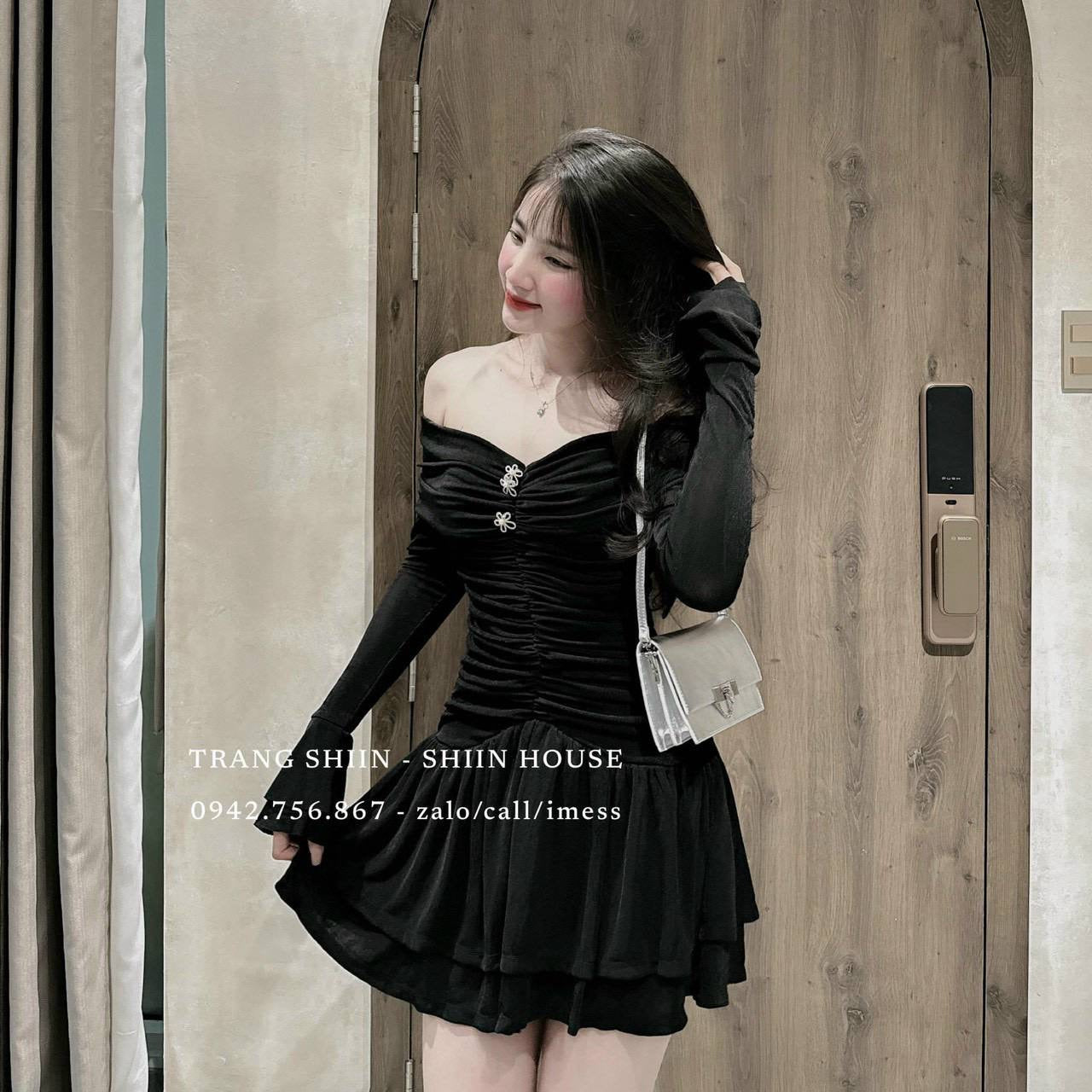 Dress black odd shoulder