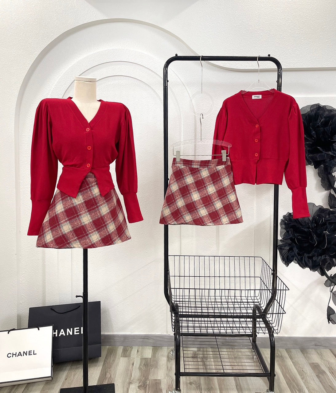 Set caro red shirt