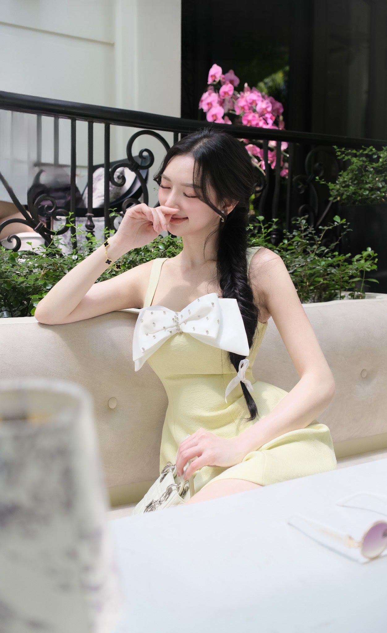 Dress bow pink yellow