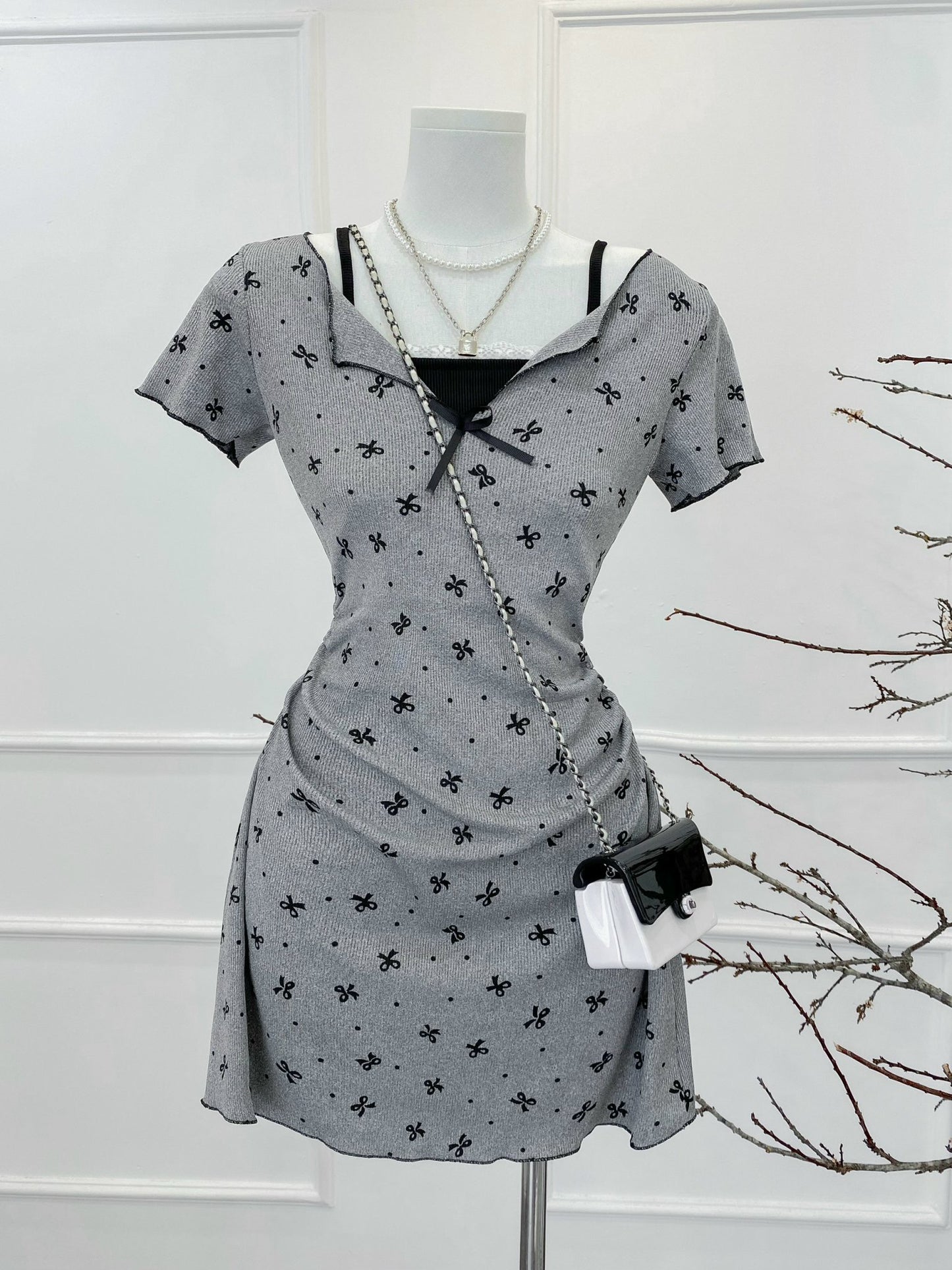 Dress bow black grey