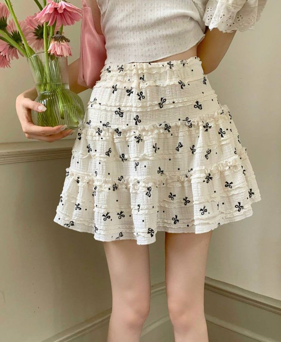 Set 3in1 bow cream skirt