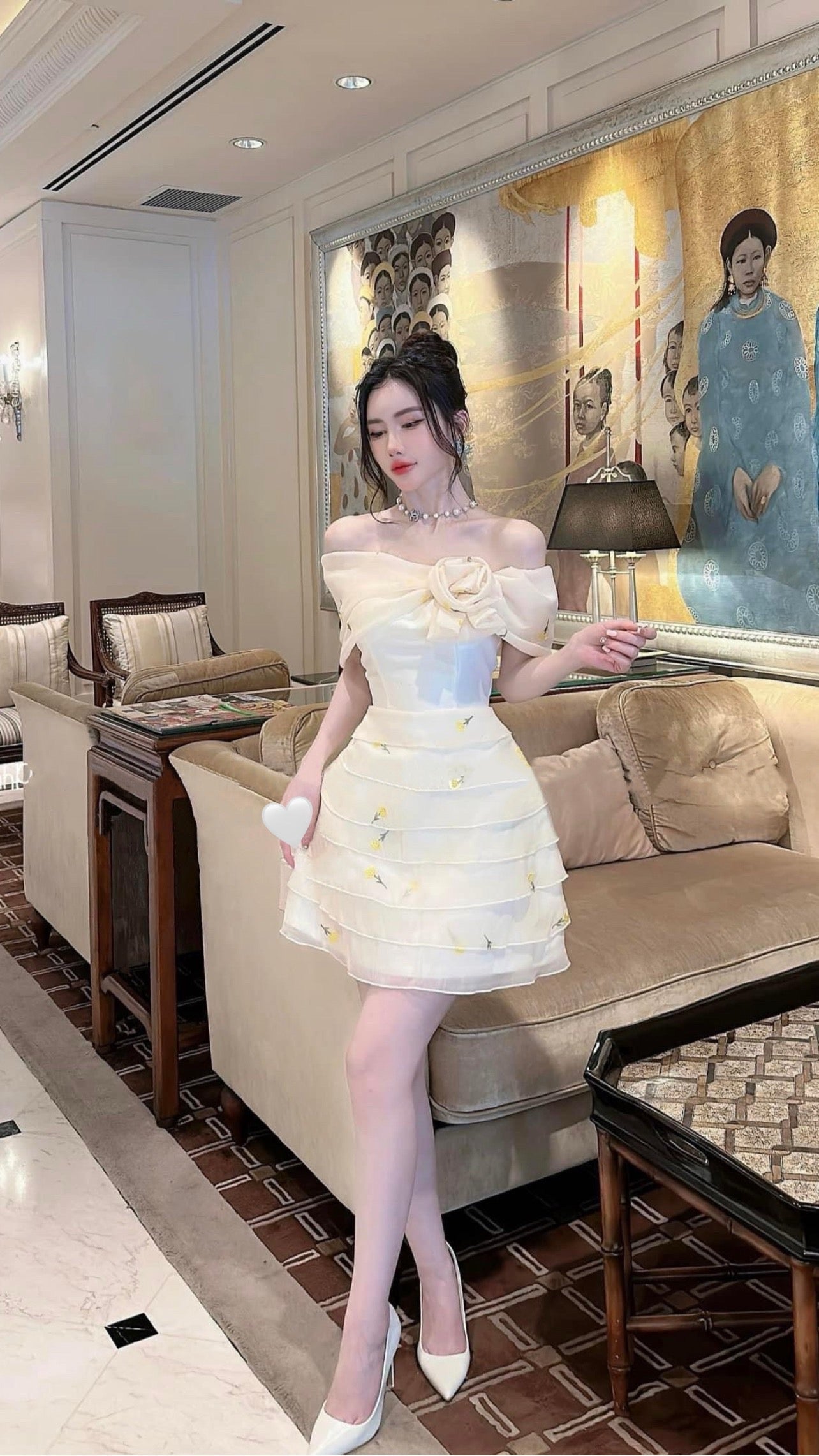 Dress cream pka off shoulder