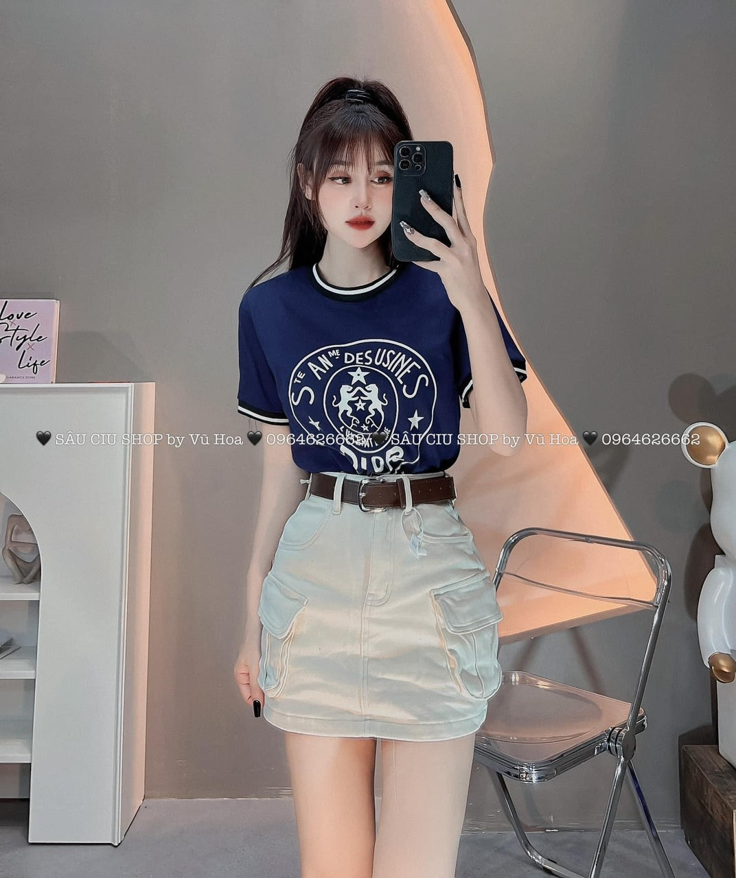 Set blue with belt
