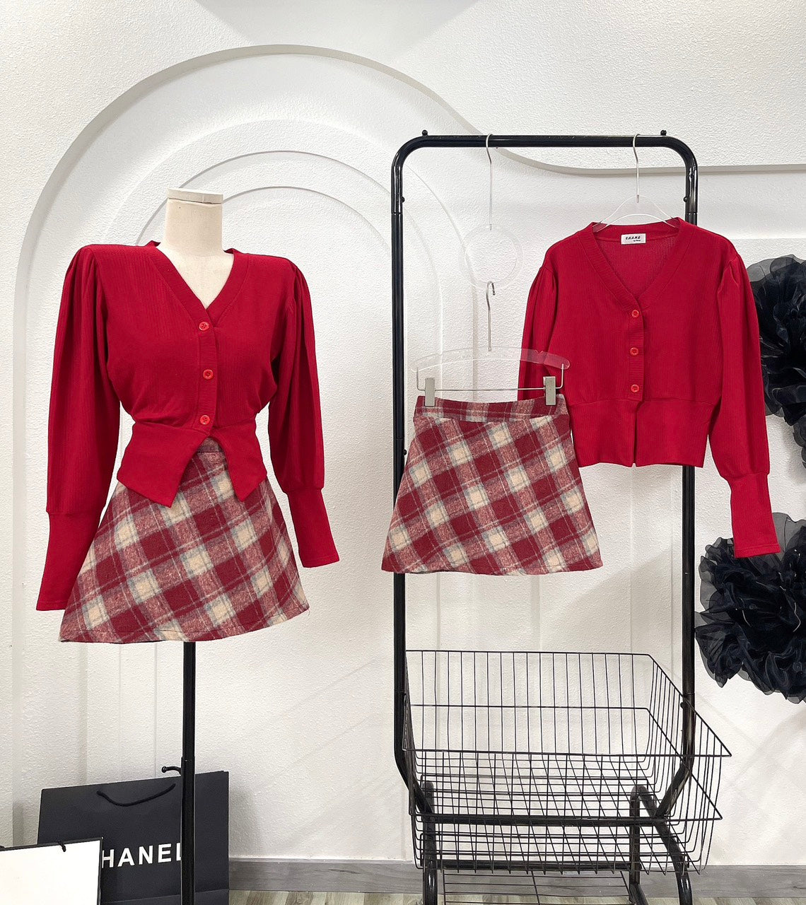 Set caro red shirt