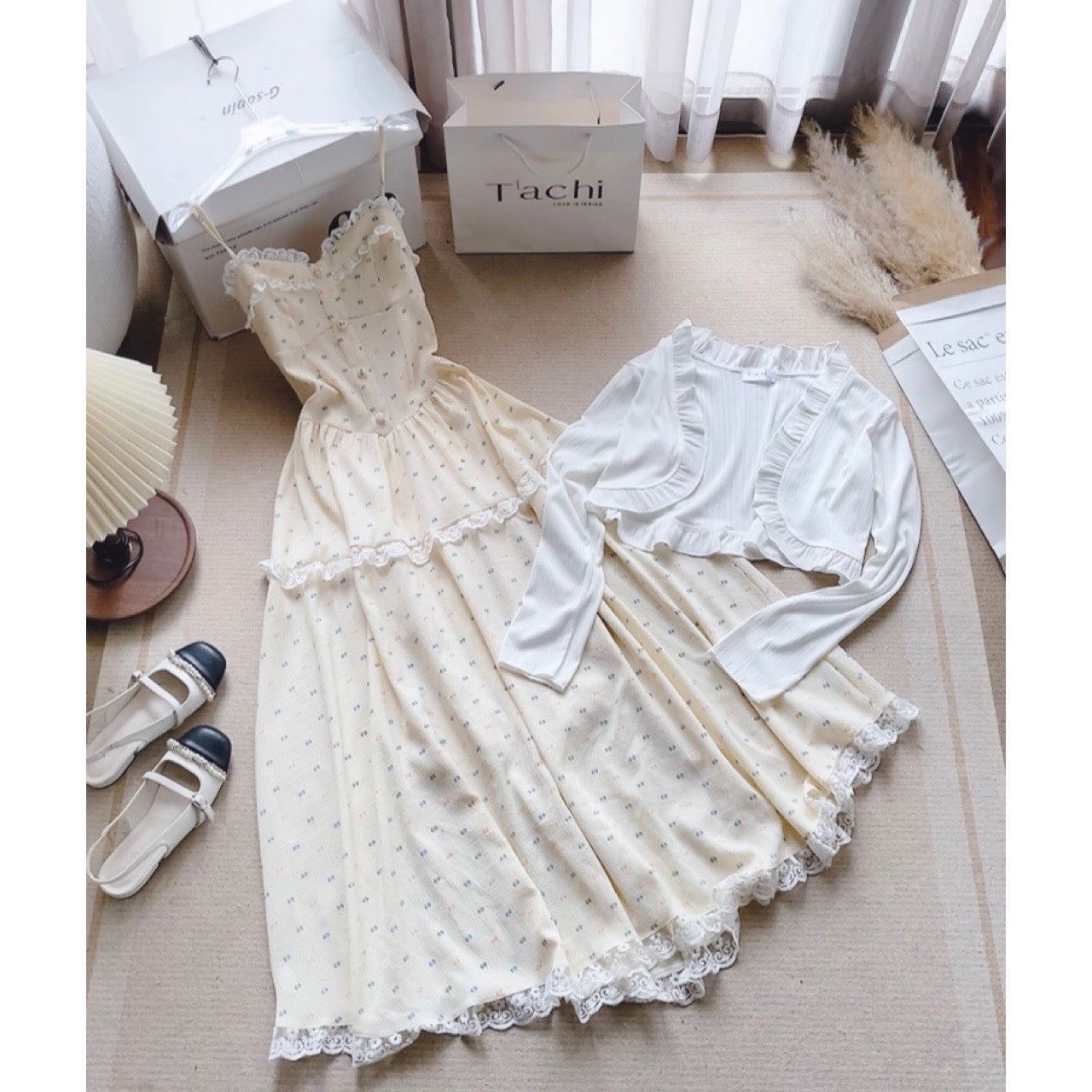 Set long dress cream 2D
