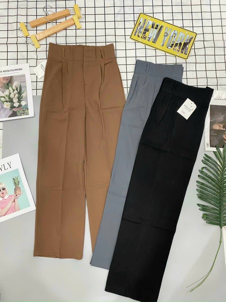 Trousers wide 2buttons mid