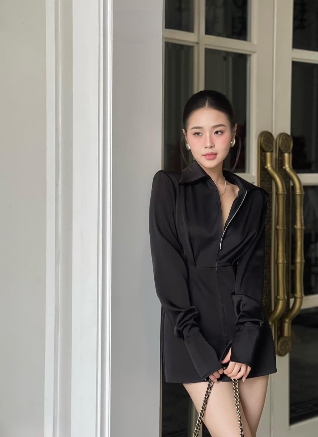 Dress satin black siliver