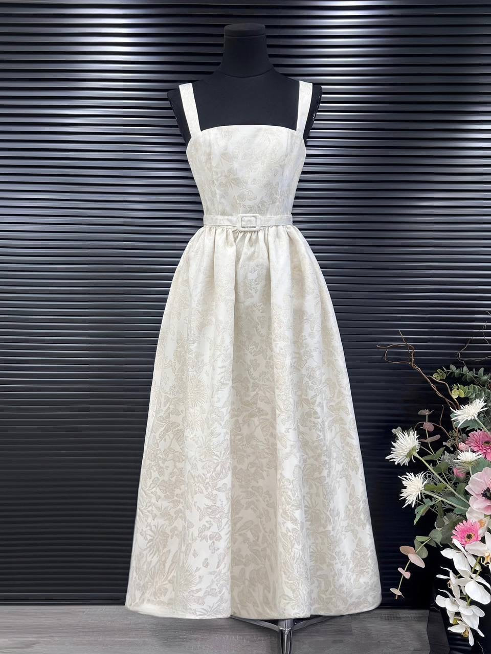 Party bling gold cream dress