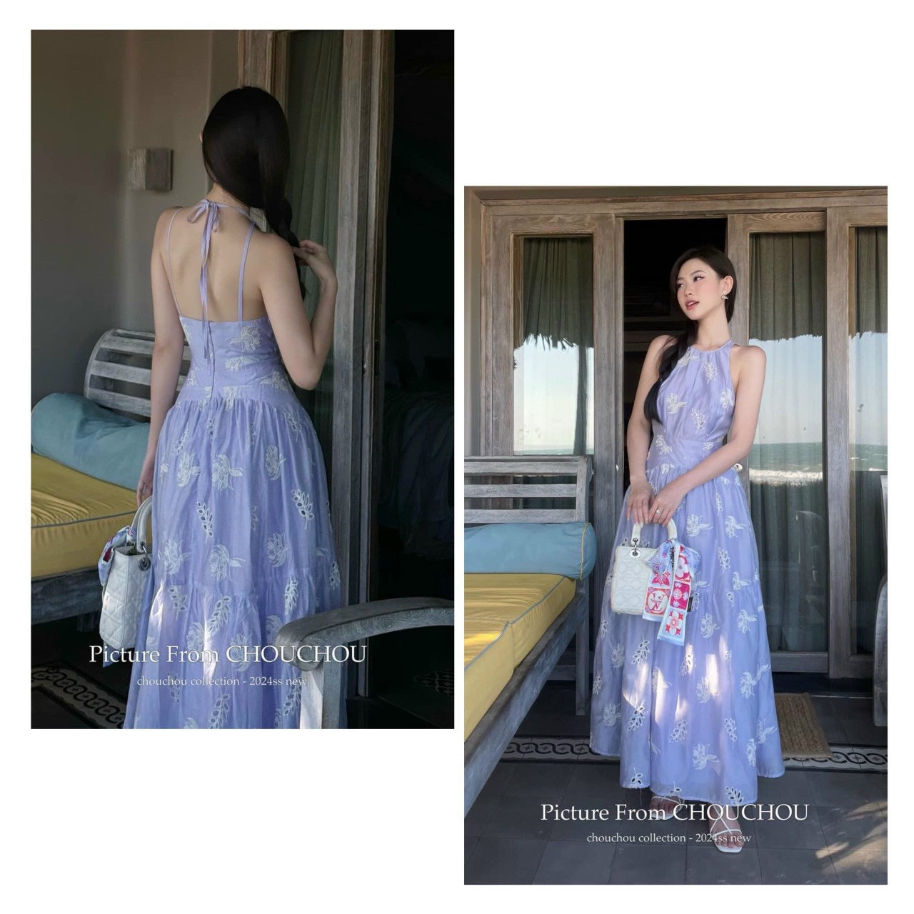 Dress sea purple cream
