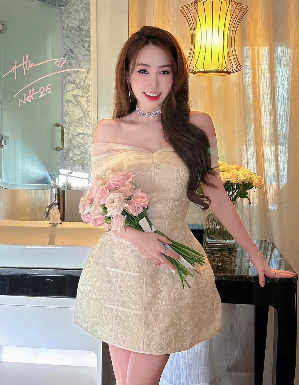 Cream party dress