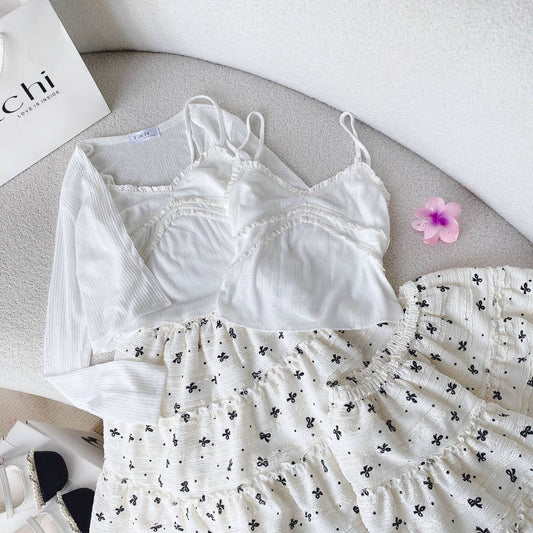 Set 3in1 bow cream skirt