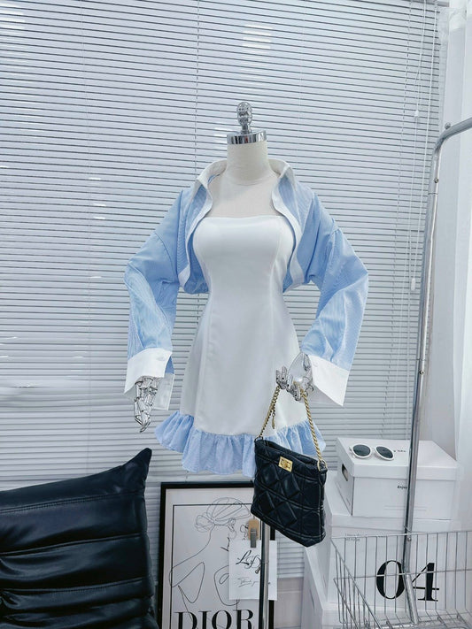 Set blue dress with jacket