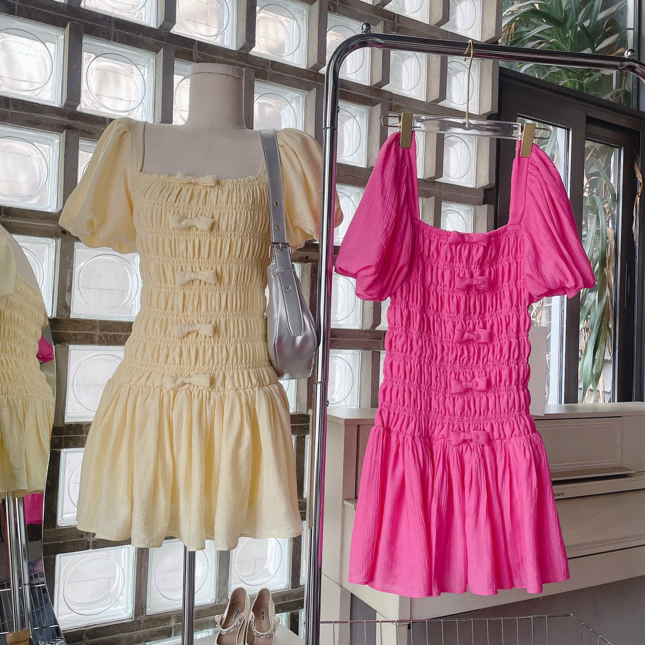 Dress bow yellow pink
