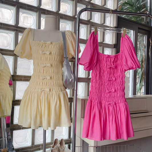Dress bow yellow pink
