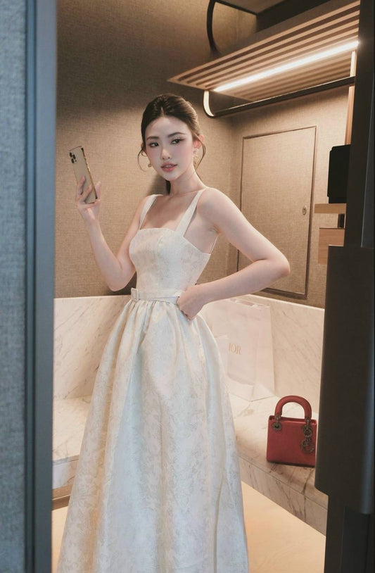 Party bling gold cream dress