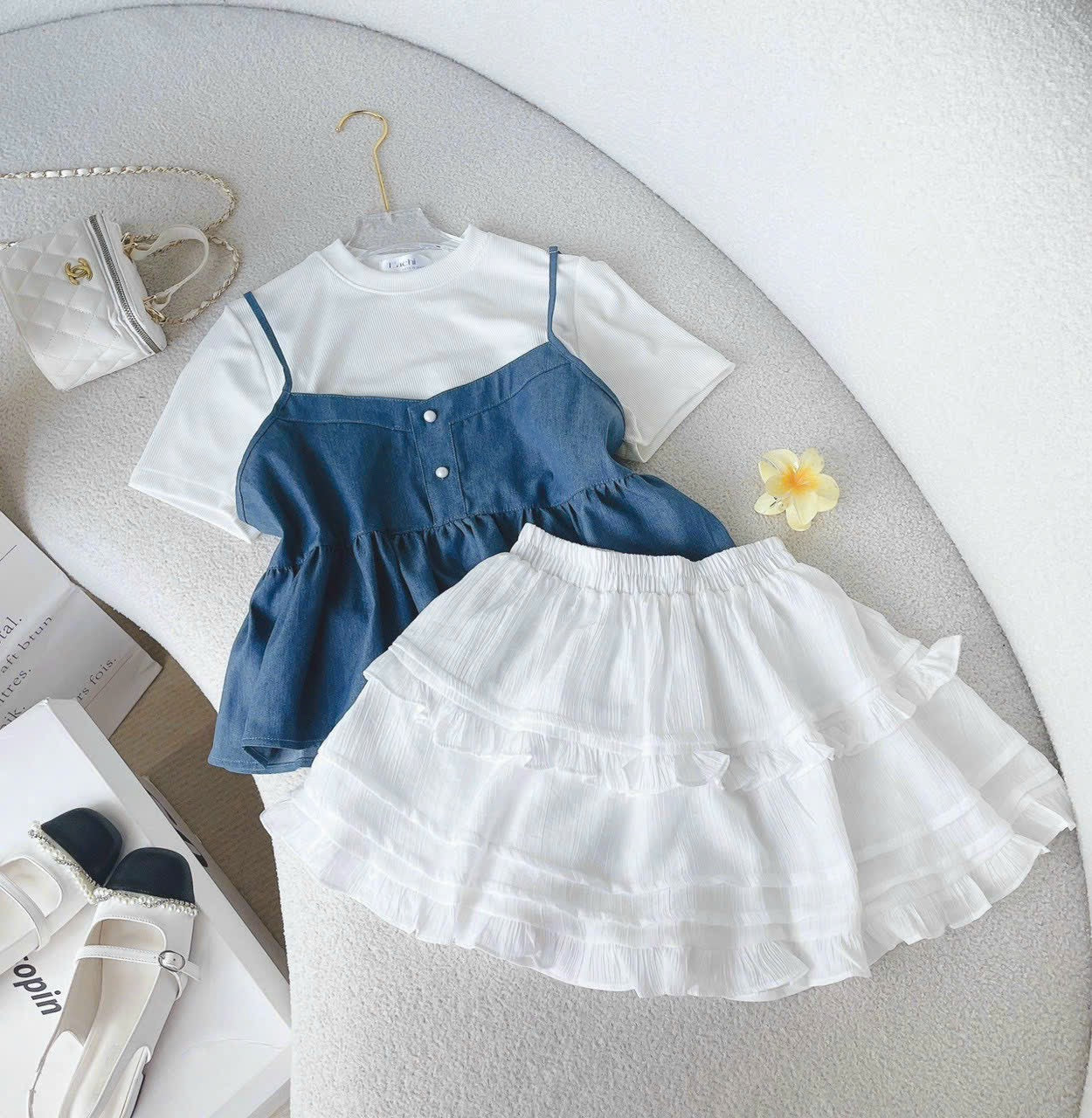 Set 3in1 blue jeans skirt w