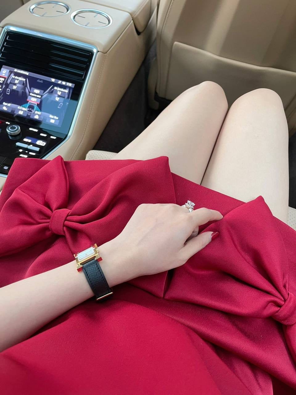 Red dress bow