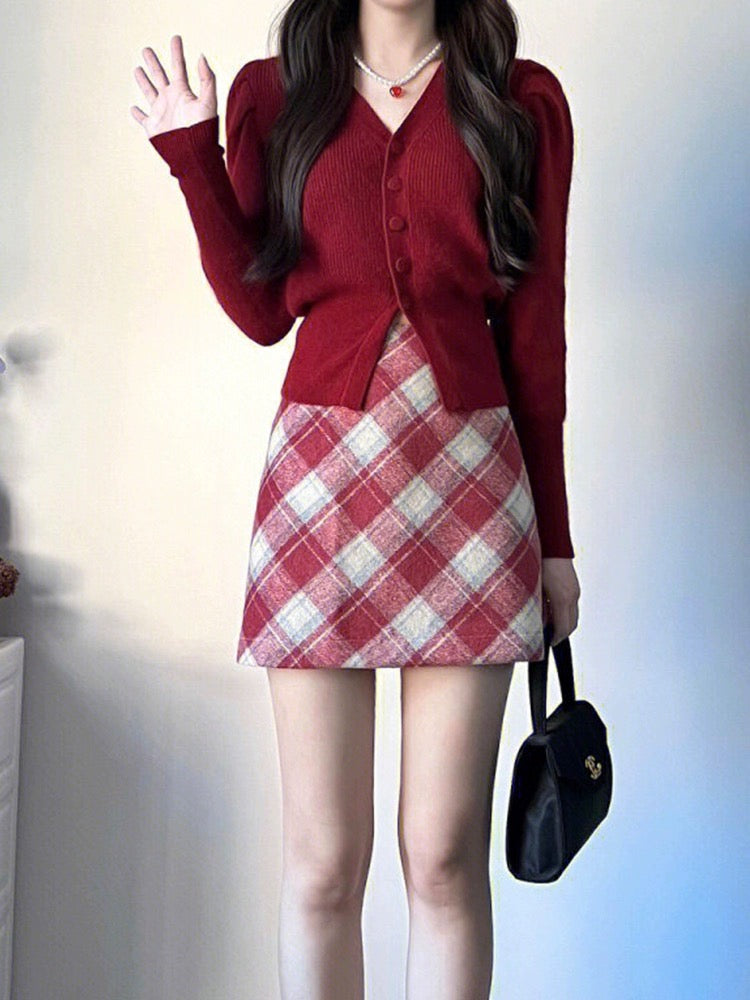 Set caro red shirt