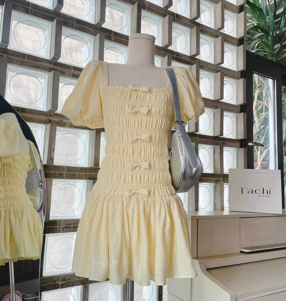 Dress bow yellow pink
