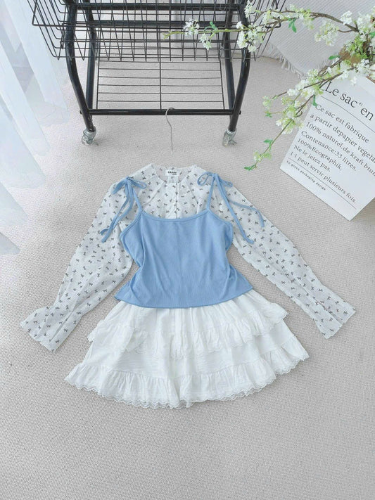 3in1 blue bow w skirt