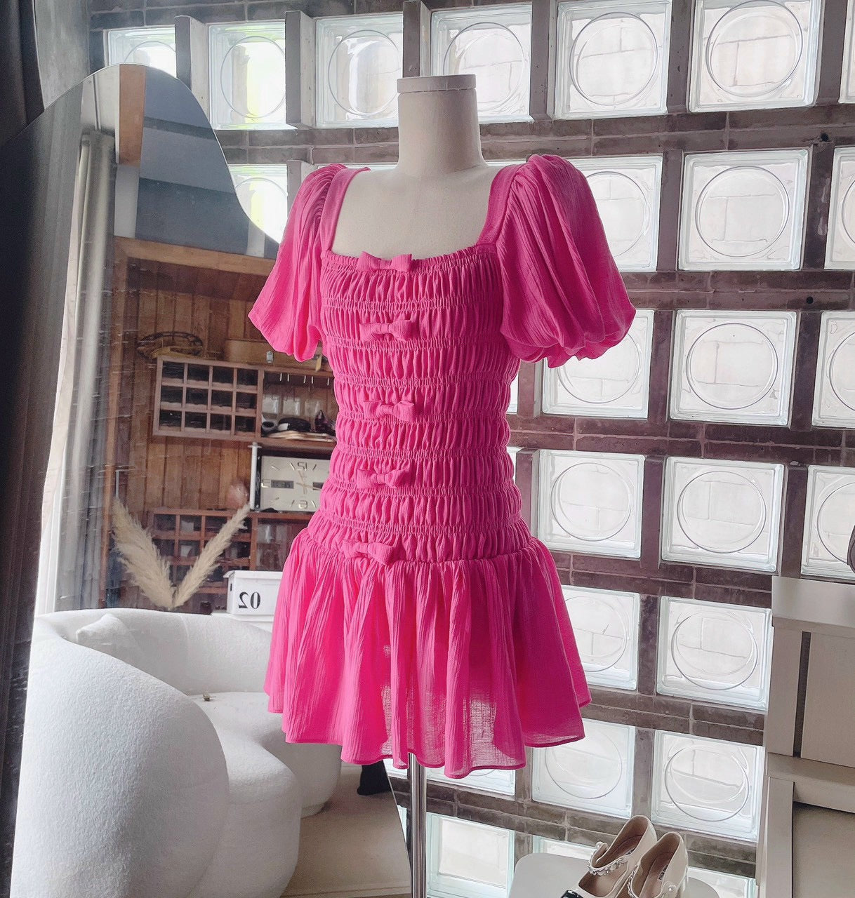 Dress bow yellow pink