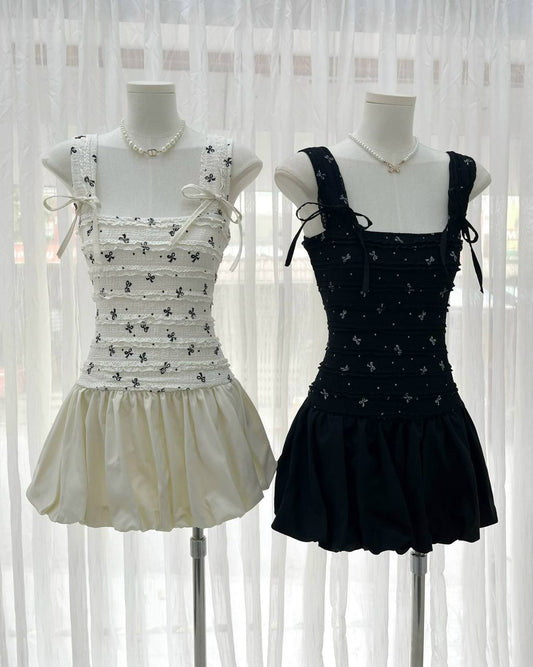 Dress best bow black cream