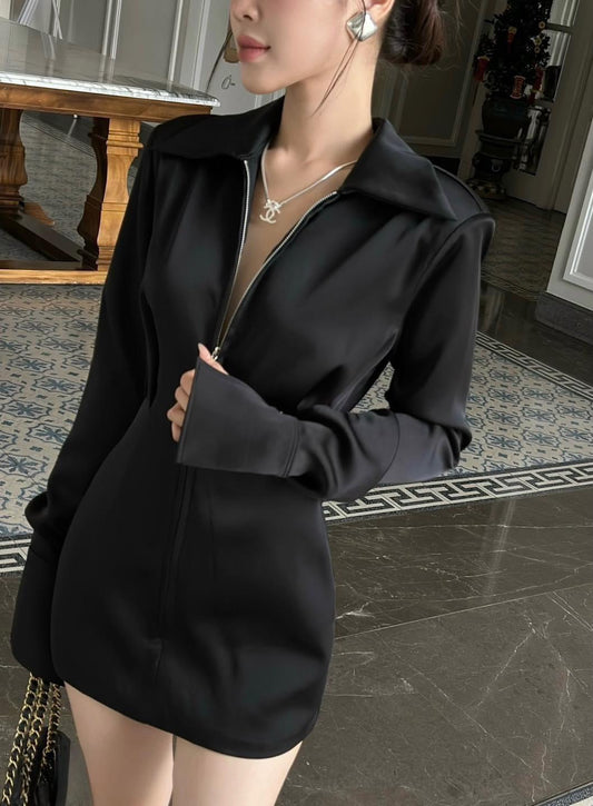 Dress satin black siliver