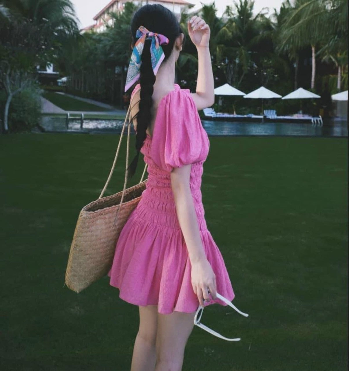 Dress bow yellow pink
