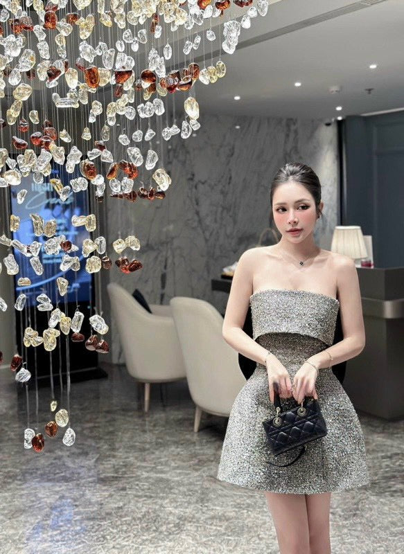Dress grey bow black