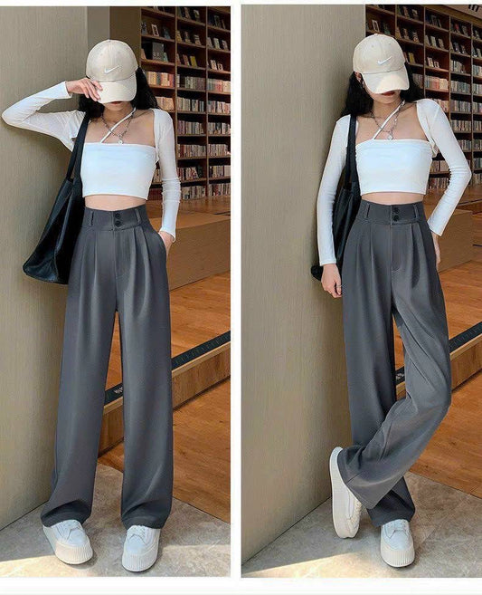 Trousers wide 2buttons mid