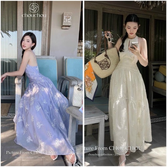 Dress sea purple cream