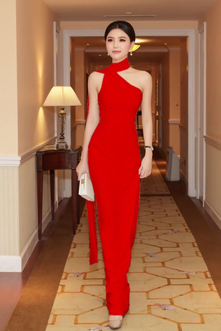 Party long dress white red