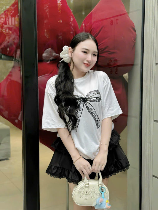Set bow black skirt