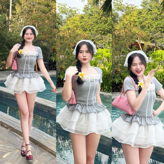 Dress grey bow