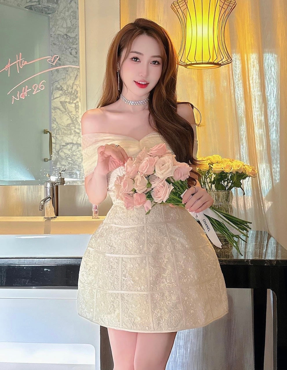 Cream party dress