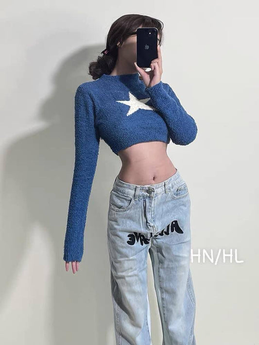 Blue Crop top Star